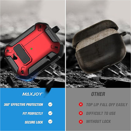 Red Armor Case FOR Apple AirPods Pro, Heavy Duty Shockproof Earphone Protective Cover