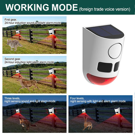 Solar Strobe Alarm Light Motion Sensor Siren 120dB