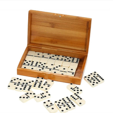 28 Tiles Dominos Set Double 6 Domino Game with Natural Wooden Box Board Game