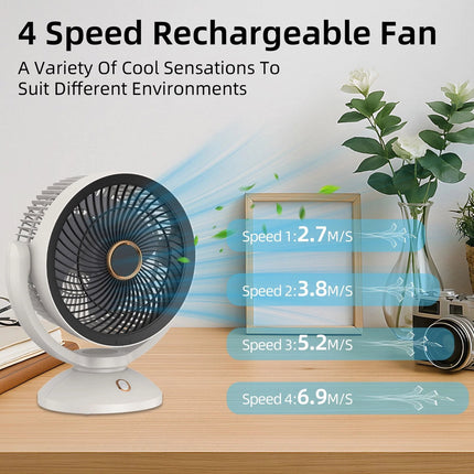 10 inch Portable USB 90Degree Table Fan Desk Fan Light Quiet Personal Cooler   White