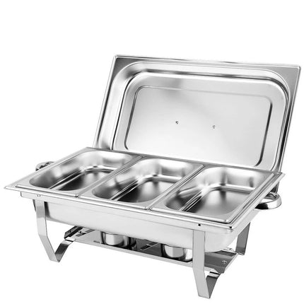 304 Insulated Food Warmer Bain Marie Food Warmer Buffet Chafing Dish Warmer 9L  (3L x 3)