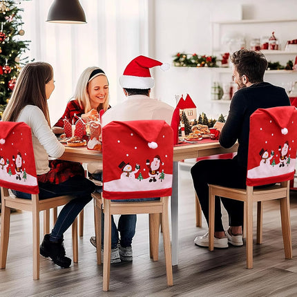 8x Christmas Santa Hat Chair Covers Table Cloth Dinner Home Décor Ornaments