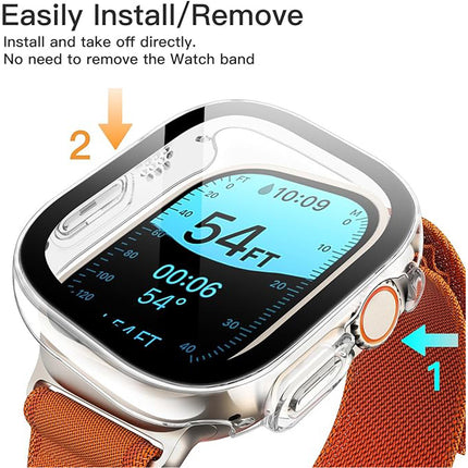 Case with Screen Protector for Apple Watch Ultra 3/2/1 49mm Built-in Tempered Glass 2 Pack Clear