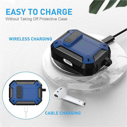Blue Armor Case For Apple AirPods Pro, Heavy Duty Shockproof Earphone Protective Cover