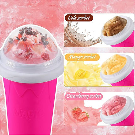 Pink Slushie Maker Cup Quick Freeze Magic Squeeze Cup Milkshake Cup Ice Cream Maker