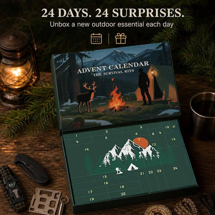 24 Day Survival Kit Advent Calendar Outdoor Camping Hiking Fishing Tool Gift Set