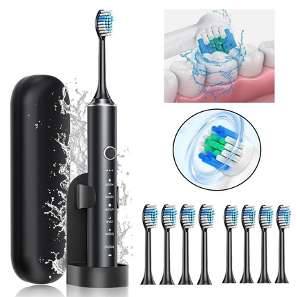 Sonic Electric Toothbrush USB Rechargeable With 8 Brush Heads 6 Modes Timer Case