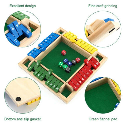 Shut the Box Game Wooden Board Number Drinking Dice Toy Family Traditional Game B