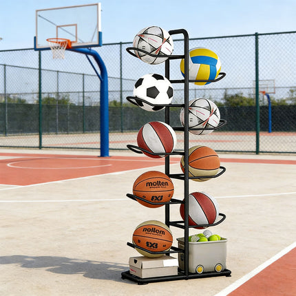 9-Ball Storage Rack Basketball Holder Garage Sports Organizer Ball Display Stand