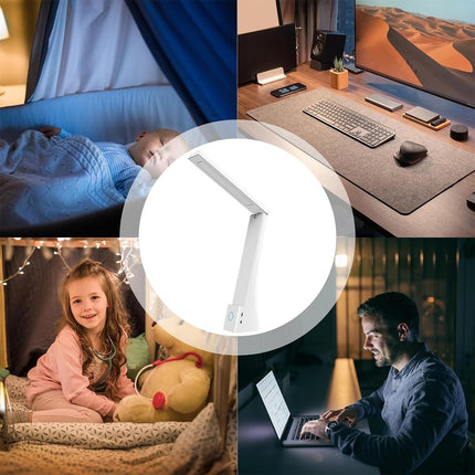 LED Desk Lamp USB Rechargeable Dimmable Study Reading Bedside Table Light