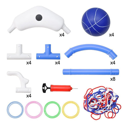 Pool Basketball Hoop Set Floating Pool Toy Game with 4 Balls 12 Circles and Pump