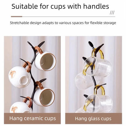 4 Cups Tree Mug Rack Stand Holder Cup Wooden Coffee Storage Tea Glass Hanger