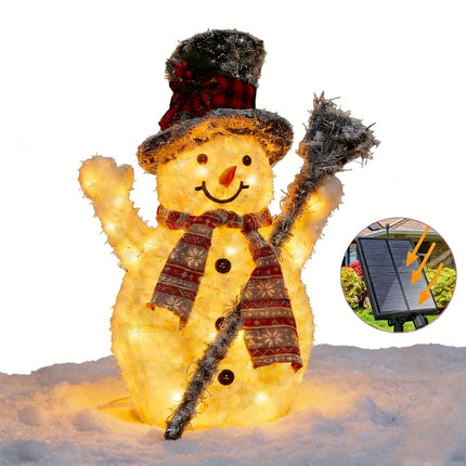65cm Solar Powered Christmas Decoration Lights Snowman Metal Frame LED Light
