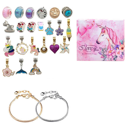 24Pcs Unicorn Christmas Charm DIY Bracelet Advent Calendar Jewelry Kit Set Gift