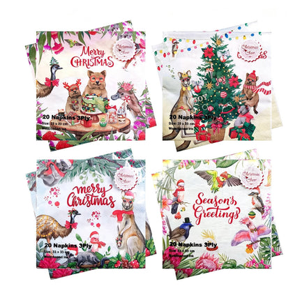 Christmas Disposable Tableware Set Paper Plates Cups Napkins Party Supplies