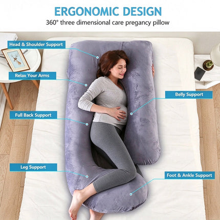 J-Shaped Pregnancy Maternity Pillow Removable Washable Cover 70 x 145cm
