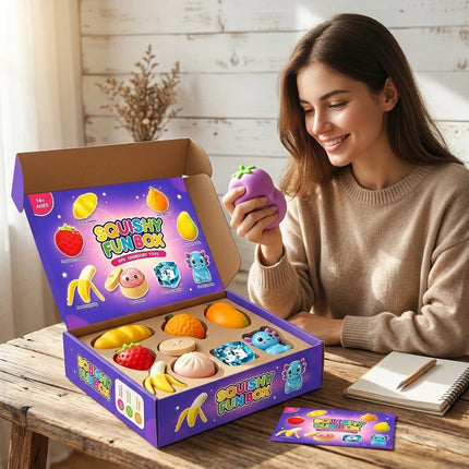 8-Piece Set Mystery Squishy Box Malt Sugar Stress Relief Fidget Toys   (Type#A-8PCS)