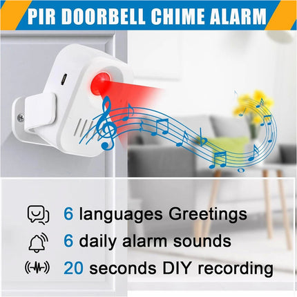 1 Pcs Infrared Motion Sensor Alarm Doorbell Door Chime Recorded Sounds Player