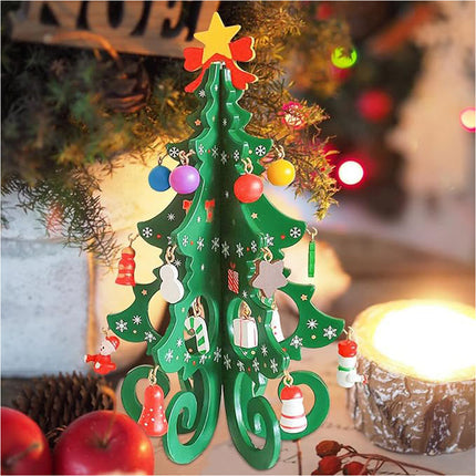 Mini Christmas Tree 3D DIY Wooden Trees Festival Home Party Table Desk Decors