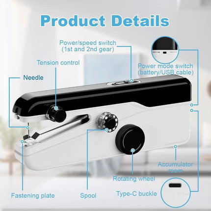 Portable Mini Handheld Cordless Sewing Machine Hand Held Thread Stitch Clothes