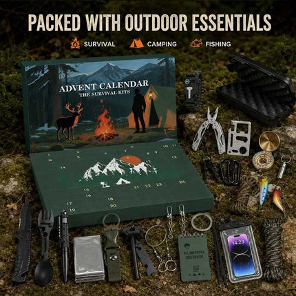 24 Day Survival Kit Advent Calendar Outdoor Camping Hiking Fishing Tool Gift Set