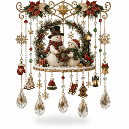 Elk Snowman Christmas Hanging Ornament Crystal Wind Chime