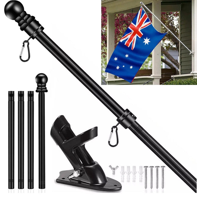 Flag Pole Kit 6 Ft,Flag Pole with Bracket,Heavy Stainless Steel Garden Flagpole Black