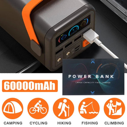 60000mAh Bank Power 36W PD QC Fast Charging for phone Outdoor Camping Power Supp