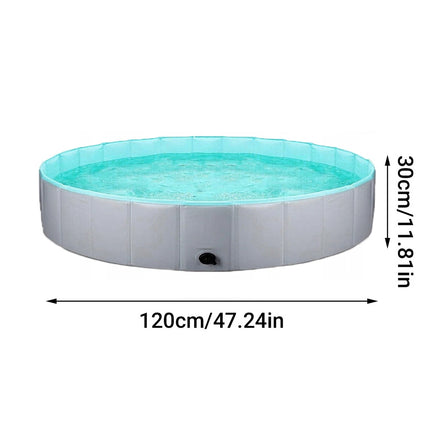 120x30Cm Foldable Pet Swimming Pool Durable PVC Dog Pool for Outdoor & Indoor Use Grey