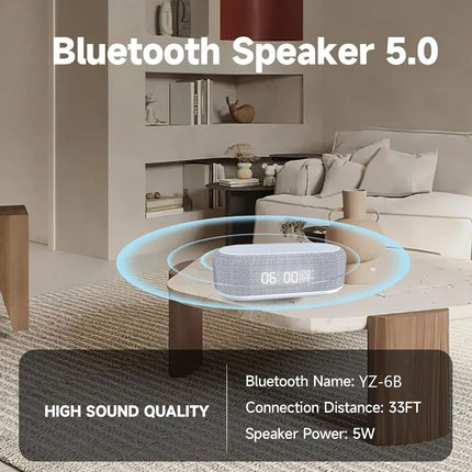 Digital Alarm Clock Charging Station Bluetooth Speaker 15W Wireless Fast Charger