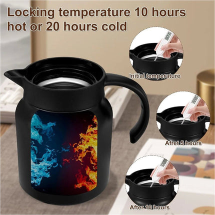 1L Stainless Steel Insulated Coffee Carafe Tea Pot with Removable Tea Strainer