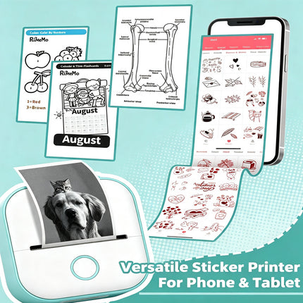 T02 Mini Pocket Bluetooth Thermal Printer Wireless Photo Inkless Sticker Green