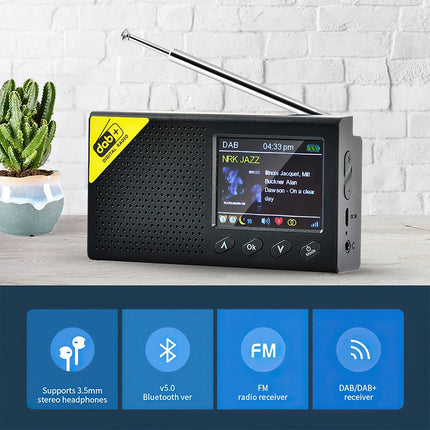 LCD DAB+ Digital Radio Bluetooth-Compatible Solar Powered/Rechargable FM Radio