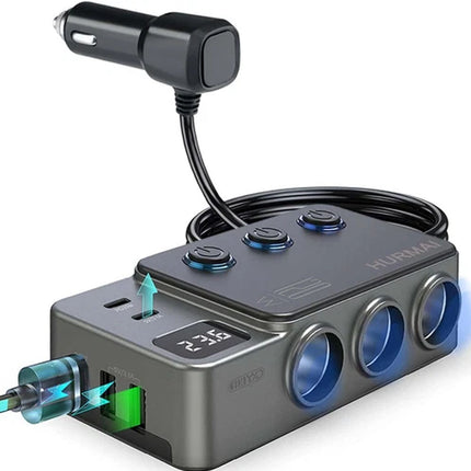Car Charger Adapter 120W Cigarette Lighter Splitter 8 in 1 QC PD for Car Vehicle