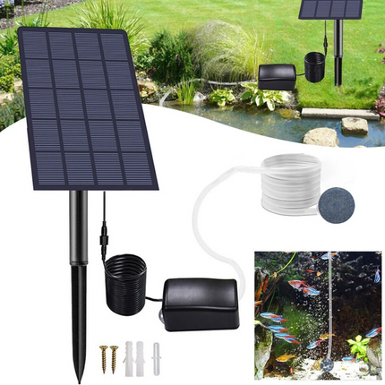 Solar Powered Oxygenator Oxygen Aerator Air Pump Fish Tank Pond Aquarium Garden