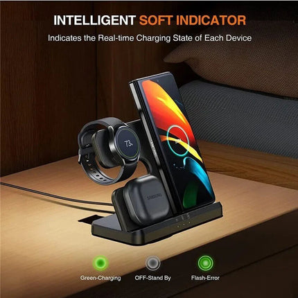 15W Fast Charging Wireless Charger Station Ft Samsung Galaxy Phone Watch Earbuds