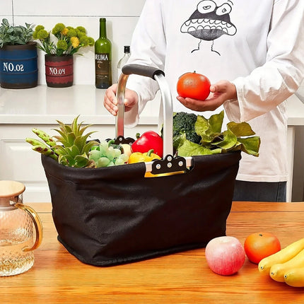 Picnic Basket Outdoor Portable Foldable Hamper for Camping Travel Food Storage  (Black）
