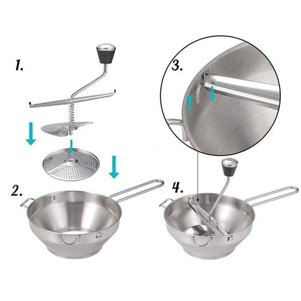 Rotary Food Mill Stainless Steel Heavy Duty Manual Press