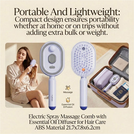 Purple Electric Scalp Massage Comb Red Light Hair Care Brush Rechargeable Head Massager