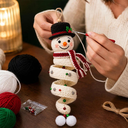 Crochet Christmas Tree Spiral Ornament DIY Kit Christmas Tree Crochet Craft Kit Snowman