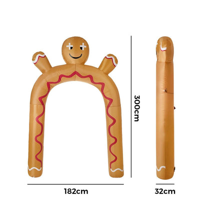 3M Christmas Inflatable Archway Gingerbread Man Arch Xmas LED Lights