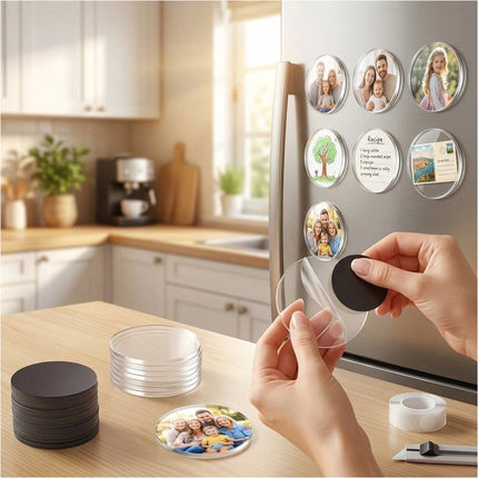 20PCS Round 5 x 5CM DIY Acrylic Photo Display Craft Set, Clear Picture Holder Making Kit