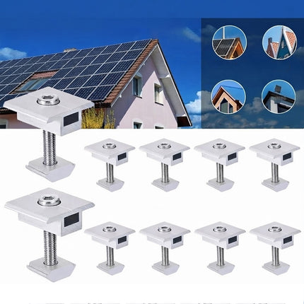 12 x Solar Panel Middle Clamps 35mm Aluminium Solar Panel Mount Mid Clips Silver
