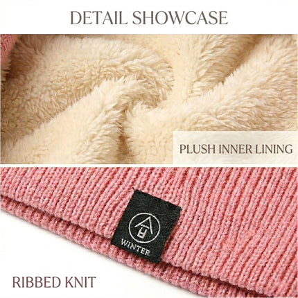For Women Men Neck Warmer Tube Winter Knitted Scarf Thermal Warm Thicken Chunky Pink