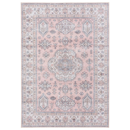 Washable Tribal Pattern Floor Rug Pink Large Mat for Household Dining Room 160*230cm