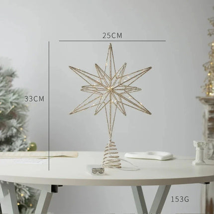LED Christmas Tree Topper Star Xmas Tree Light Ornaments Party Tree Decor