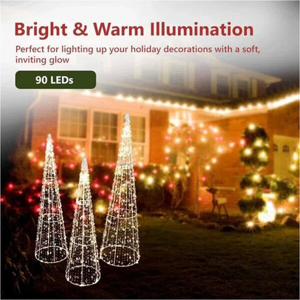 3 PCS Waterfall Christmas Tree Lights LED Fairy Light Outdoor Home Yard Garden