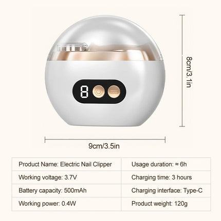 Electric Nail Clippers Automatic LED Light Trimmer Toe Cutter USB Rechargeable