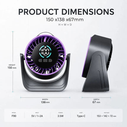 100 Speed USB Desk Fan Portable Mini Quiet Personal Cooling Fan With LED Light