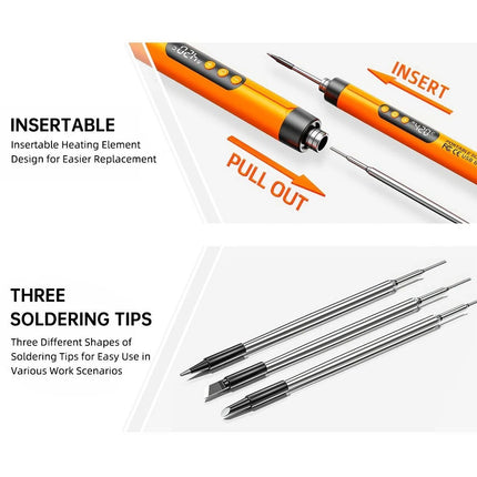 Cordless Soldering Iron Kit Usb Rechargeable Digital Display 5-speed Temperature